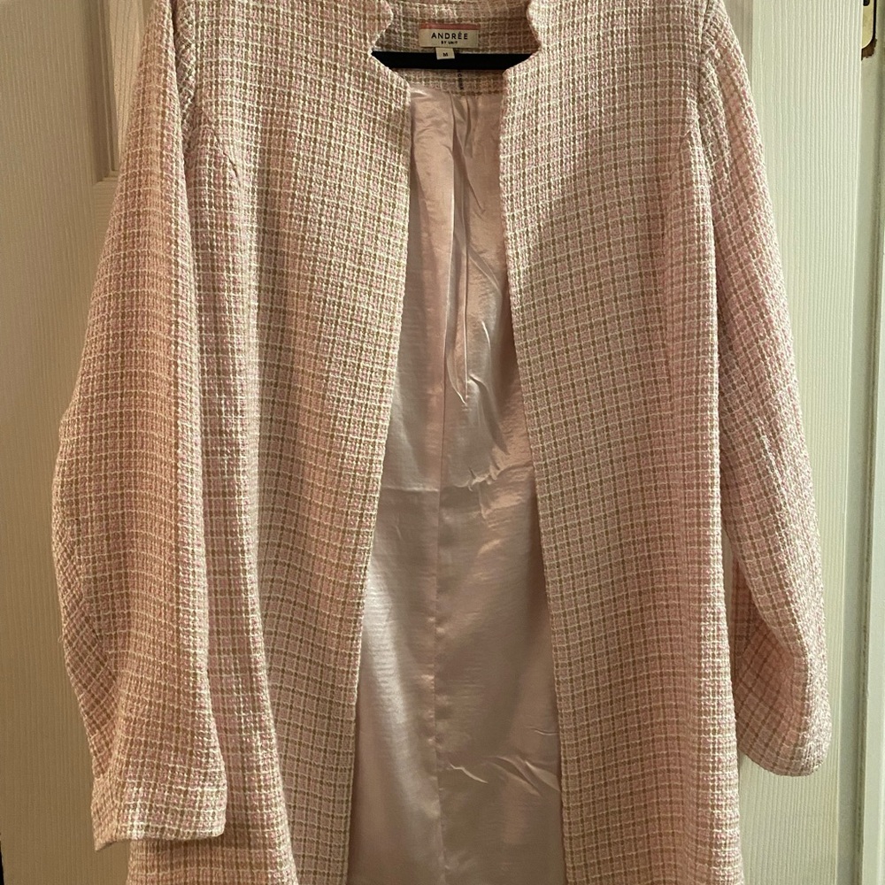 Andree By Unit Women's Pink Tweed Coat